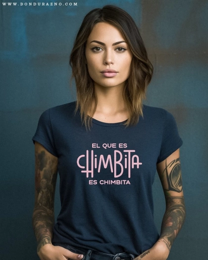 Camiseta azul navy para mujer con frase el que es chimbita es chimbita