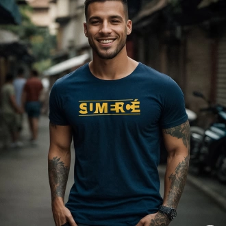 Camiseta colombiana azul navy para hombre con frase sumercé