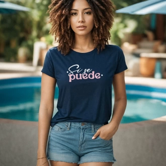 Camiseta colombiana para mujer con frase sí se puede