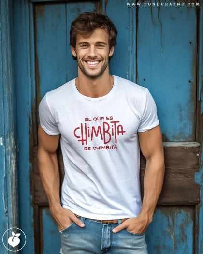 Camiseta blanca para hombre con frase el que es chimbita es chimbita