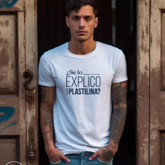 Camiseta colombiana para hombre con frase se lo explico con plastilina