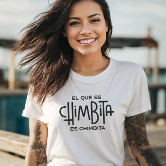 Camiseta colombiana para mujer con frase el que es chimbita