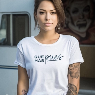 Camiseta colombiana para mujer con frase qué más pues