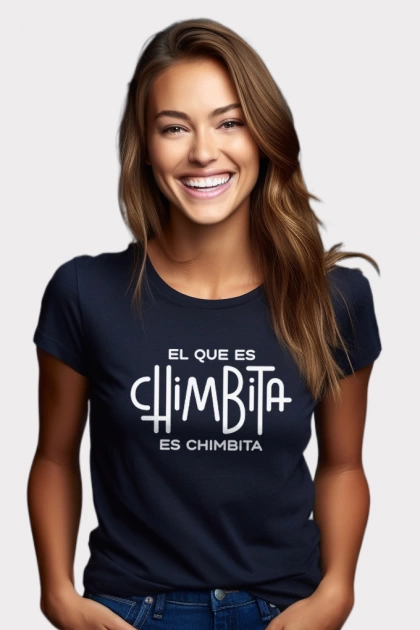 Camiseta colombiana azul navy para mujer con frase el que es chimbita