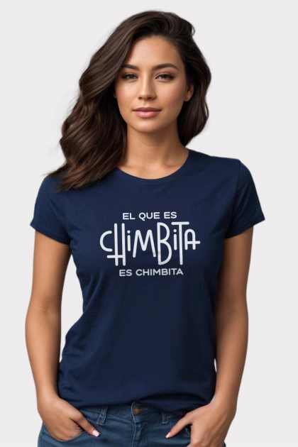 Camiseta colombiana azul navy para mujer con frase el que es chimbita es chimbita
