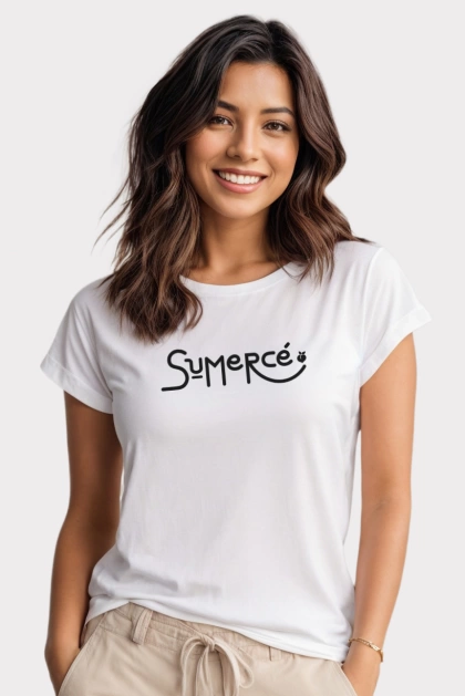 Camiseta colombiana blanca para mujer con frase sumercé