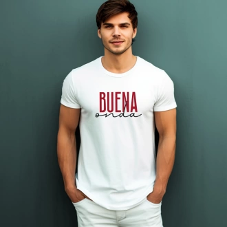 Camiseta colombiana para hombre con frase buena onda
