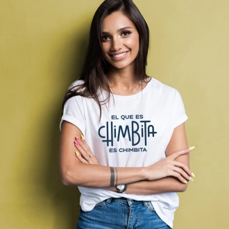 Camiseta colombiana para mujer con frase el que es chimbita