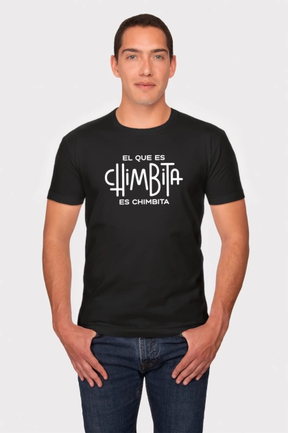 Camiseta colombiana negra para hombre con frase el que es chimbita