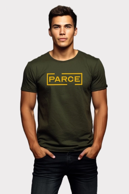 Camiseta colombiana verde militar para hombre con frase parce