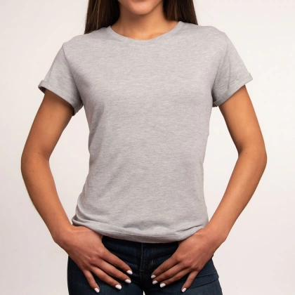 Camiseta gris jaspe mujer con frase el que quiere puede navy blue john femme signer