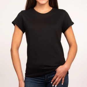 Camiseta negra mujer con frase relájese white andrea regular