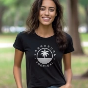 Camiseta con frase negra mujer sabrosura tropical white optician